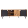Mid Century TV Stand & 3 Cabinets, Media Console Table For Tvs Up To 70'', Entertainment Center With Storage For Living Room - Black / Brown - Image 11