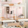 Full Over Twin & Twin Triple Bunk Bed With Drawers, Multi-Functional Frame With Desks And Shelves In The Middle - White - Image 13