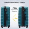 Hardshell Luggage Sets 3 Pieces Spinner Suitcase With Tsa Lock Lightweight 20" 24" 28" - Antique Blue Green - Image 4