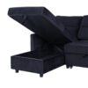 Ivy - Velvet Reversible Sleeper Sectional Sofa With Storage Chaise And Side Pocket - Black - Image 3