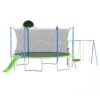 14Ft Trampoline With Slide And Swings, Astm Approved Large Recreational Trampoline With Basketball Hoop And Ladder, Outdoor Backyard Trampoline With Net, Capacity For Kids And Adults - Green / Blue - Image 11