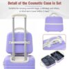 20" Hardside Luggage With Cosmetic Case, 2 Piece Lightweight Suitcase Set With Spinner Wheels, Carry On Vintage Luggage - Purple - Image 5