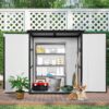 5X3Ft Outdoor Storage Shed Waterproof Resin Cabinet With Lockable Doors For Bikes And Patio Furniture - Black - Image 4
