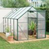 6X10Ft Polycarbonate Greenhouse Raised Base And Anchor Aluminum Heavy Duty Walk-In Greenhouses For Outdoor Backyard In All Season - Green - Image 2