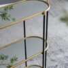 3 Tier Metal Console Table, Mirrored Shelf - Golden Black - Image 10