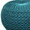 Grafton - Velvet Round Pouf - Teal - Image 4