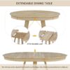 5 Piece Retro Functional Dining Set, Round Table With Leaf And 4 Upholstered Chairs For Dining Room And Living Room - Natural - Image 6