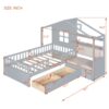 Twin Size House Bed With Sofa, Kids Platform Bed With 2 Drawers And Storage Shelf - Gray - Image 7