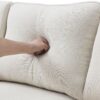 4 Seater Modern Linen Sofa With Armrest Pockets And 4 Pillows, Minimalist Style Couch - Beige - Image 15