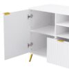 4 Piece Entertainment Wall Unit With 13 Shelves, 8 Drawers And 2 Cabinets, Multifunctional TV Stand Media Storage Cabinet With Fluted Line Surface For Living Room, For TVs Up To 70" - White - Image 9