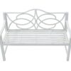 Outdoor Garden Patio Bench With Backrest And Armrest, Slatted Seat For Park, Yard & Porch, Balcony, Accommodates 2 - 3 People - White - Image 3