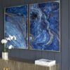 Framed Art Panels, Unique Marbled Design (Set of 2) - Blue - Image 6