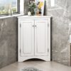 Triangle Bathroom Storage Cabinet With Adjustable Shelves, Freestanding Floor Cabinet For Home Kitchen - White - Image 5