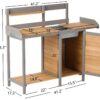 Outdoor Potting - Bench, Workstation Table With Cabinet For Backyard Garden Supplies - Brown / Gray - Image 2