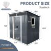 6Ft X 5Ft Outdoor Metal Storage Shed With Window And Transparent Plate For Garden, Lawn - Black / White - Image 3