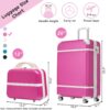 20" Hardside Luggage With Cosmetic Case, 2 Piece Lightweight Suitcase Set With Spinner Wheels, Carry On Vintage Luggage - Pink - Image 2