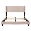 Queen Size Upholstered Platform Bed, Box Spring Needed - Beige - Image 2