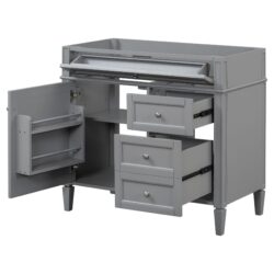 Bathroom Vanity Without Top Sink, Modern Bathroom Storage Cabinet With 2 Drawers And A Tip-Out Drawer, Frame (Not Include Basin Sink) - Gray