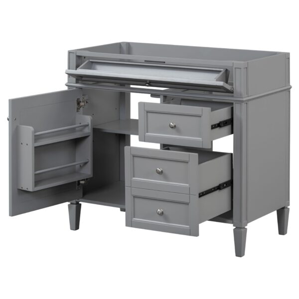 Bathroom Vanity Without Top Sink, Modern Bathroom Storage Cabinet With 2 Drawers And A Tip-Out Drawer, Frame (Not Include Basin Sink) - Gray