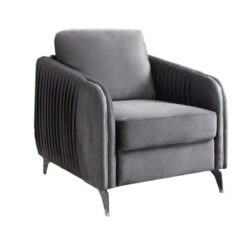 Hathaway - Velvet Modern Chic Accent Armchair - Gray