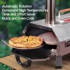 Stainless Steel Pizza Oven Outdoor 12" Automatic Rotatable Pizza Ovens, Portable Wood Fired Pizza Oven Pizza Maker With Timer, Built-In Thermometer, Pizza Cutter & Carry Bag - Silver - Image 14