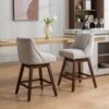 Counter Height Swivel Barstools, Upholstered Bar Stools (Set of 2) - Ivory - Image 17