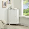 Bathroom Cabinet Triangle Corner Storage Cabinet With Adjustable Shelf Modern Style - White - Image 3