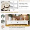Retro Design Console Table With Two Open Shelves, Pine Frame And Legs For Living Room - Antique White - Image 5