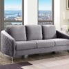Sofia - Velvet Modern Chic Sofa Couch - Gray - Image 4