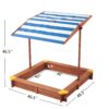 Kids Sandbox With Cover, Sand Box With Adjustable Canopy, Large Outdoor Cedar Sandpit For Backyard Play - Reddish Brown - Image 4
