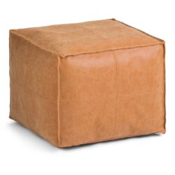 Brody - Square Pouf - Distressed Brown