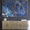 Framed Art Panels, Unique Marbled Design (Set of 2) - Blue - Image 5
