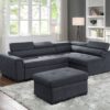 Haris - Fabric Sleeper Sofa Sectional With Adjustable Headrest And Storage Ottoman - Dark Gray - Image 2
