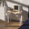 Vanity Table With LED Lights, Flip-Top Mirror And 2 Drawers, Jewelry Storage - Chic White - Image 9