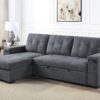 Toby - Woven Fabric Reversible Sleeper Sectional Sofa With Storage Chaise Cup Holder Charging Ports And Pockets - Gray - Image 10