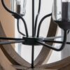 9 Light Globe Chandelier, Wood Chandelier Hanging Light Fixture With Adjustable Chain For Kitchen, Bulb Not Included - Brown - Image 13