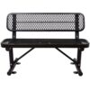 4' Outdoor Steel Bench With Backrest - Black - Image 2