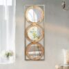 3 Mirror Piece Wall Mirror InRectangular Frame, Home Wall Decor For Bedroom Living Room - Brown - Image 7