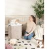 Laundry Hamper With Lid PE Rattan Powder Coating Frame Clothes Hampers With 2 Removable Bags, 100L - Gray - Image 21