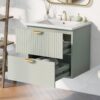 Modern Wall-Mounted Bathroom Vanity With 2 Drawers, Ideal For Small Bathrooms - Green - Image 2