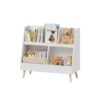 Kids Bookshelf And Toy Organizer, 5 Cubbies Wooden Open Bookcase, 2-Tier Baby Storage Display Organizer With Legs, Free Standing For Playing Room, Bedroom, Nursery, Classroom - White - Image 12