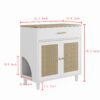 Cat Litter Box Enclosure With Scratch Pad, Hidden Litter Box Furniture, Wooden Pet House Sideboard, Storage Cabinet, Fit Most Cat And Litter Box, For Living Room Bedroom Office - White / Light Brown - Image 16