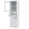 Tall Bathroom Storage Cabinet With Glass Doors, Free-Standing, Two Drawers, And Adjustable Shelves, MDF Board, Painted Perfect For Displaying Your Favorite Items - White - Image 13