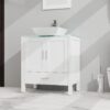 Bathroom Vanity And Sink Combo Glass Top Cabinet With Mirror - White - Image 3