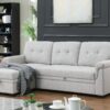 Lucca - Linen Reversible Sleeper Sectional Sofa With Storage Chaise - Light Gray - Image 5