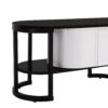 Modern Extendable TV Stand For TVs Up To 75", Entertainment Center Media Console With 3 Drawers, Metal Adjustable Legs For Living Room - White / Black - Image 21