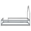Twin Size Wood Bed With House-Shaped Headboard Floor Bed With Fences - Gray - Image 10