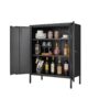 Kitchen Buffet Server Table Accent Sideboard Cupboard Server Buffet Console Table With Doors Cabinet - Black - Image 8