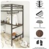 Adam - Twin Loft Bunk Bed With Cinnamon Wood Desk And Closet Rod - Black - Image 3