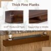 60'' Fireplace Mantel Wooden Wall Mounted Floating Shelf 8" Deep Solid Pine Wood - Brown - Image 6
